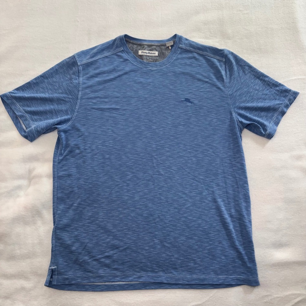Tommy Bahama Mens Large Blue Heathered Short Sleeve T-Shirt Lightweight Casual